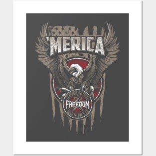 Merica Patriotic Eagle Flag Posters and Art